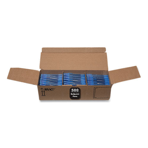 Image of BIC® Round Stic Xtra Life Ballpoint Pen, Stick, Medium 1 mm, Blue Ink, Translucent Blue Barrel, 500/Pack