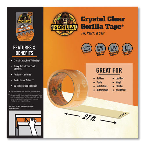Image of Gorilla® Crystal Clear Tape, 3" Core, 1.88" x 9 yds