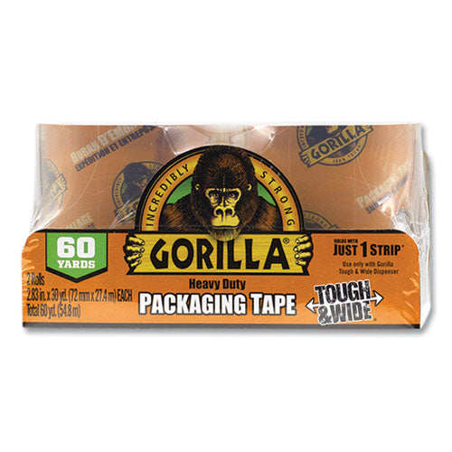 Image of Gorilla® Heavy Duty Tough and Wide Packaging Tape Refill, 2.88" x 30 yds, Clear, 2/Pack