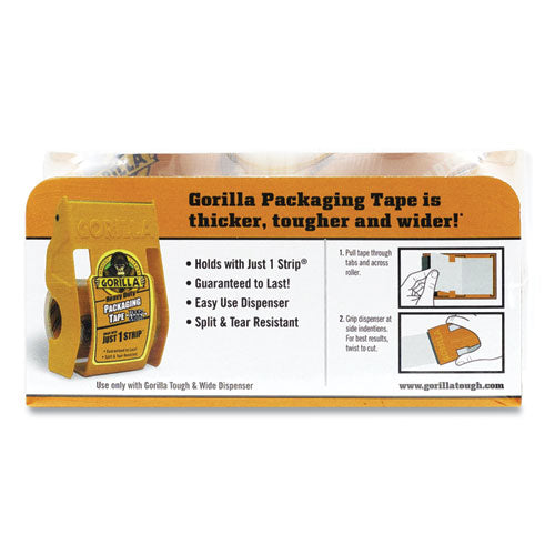 Image of Gorilla® Heavy Duty Tough and Wide Packaging Tape Refill, 2.88" x 30 yds, Clear, 2/Pack