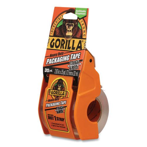 Image of Gorilla® Heavy Duty Tough and Wide Packaging Tape with Dispenser, 2.88" x 35 yds, Clear