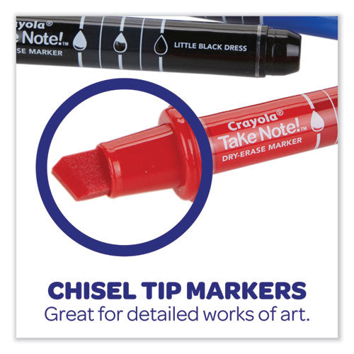 Image of Crayola® Take Note Dry-Erase Markers, Broad, Chisel Tip, Assorted, 12/Pack