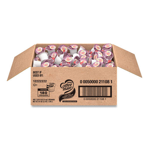 Image of Coffee mate® Bulk Liquid Coffee Creamer, Italian Sweet Cream, 0.38 oz Mini Cups, 180/Carton