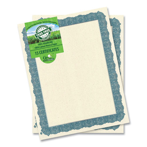 Image of Geographics® Award Certificates, 8.5 x 11, Natural with Blue Braided Border, 15/Pack