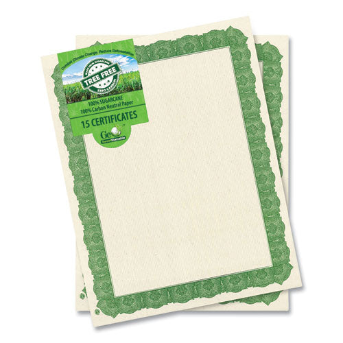 Image of Geographics® Award Certificates, 8.5 x 11, Natural with Green Braided Border, 15/Pack