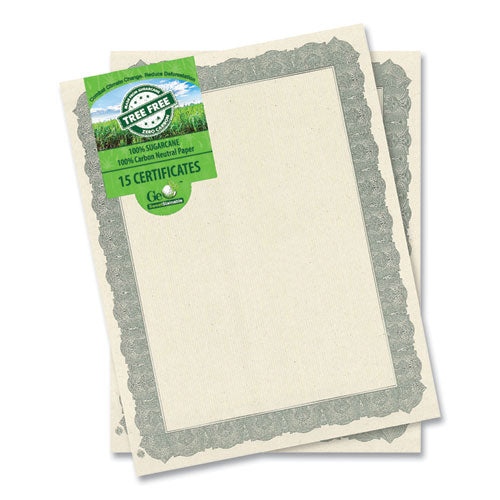 Image of Geographics® Award Certificates, 8.5 x 11, Natural with Silver Braided Border. 15/Pack