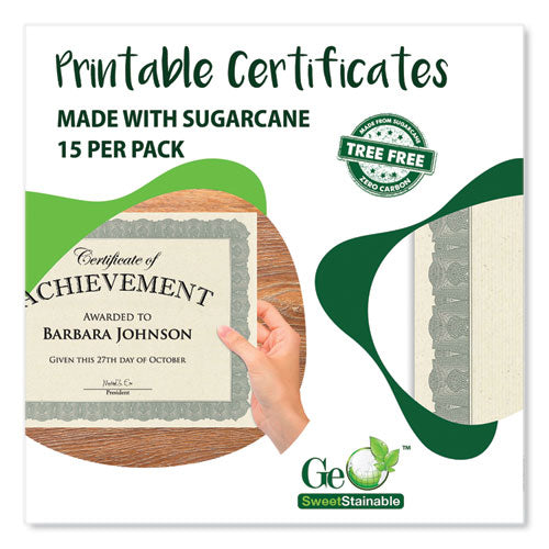 Image of Geographics® Award Certificates, 8.5 x 11, Natural with Silver Braided Border. 15/Pack