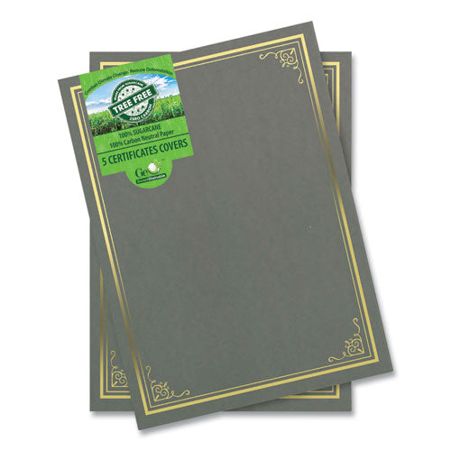 Image of Geographics® Certificate/Document Cover, 9.75" x 12.5", Gray With Gold Foil, 5/Pack