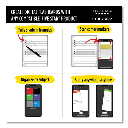 Image of Five Star® Reinforced Filler Paper Plus Study App, 3-Hole, 8.5 x 11, College Rule, 80/Pack