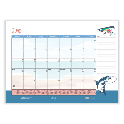 Image of House of Doolittle Recycled Desk Pad Calendar, Illustrated Seasons Artwork, 22 x 17, Black Binding/Corners,12-Month (Jan to Dec): 2025