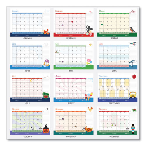 Image of House of Doolittle Recycled Desk Pad Calendar, Illustrated Seasons Artwork, 22 x 17, Black Binding/Corners,12-Month (Jan to Dec): 2025