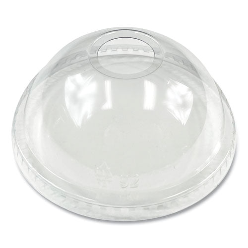 Image of Boardwalk® PET Cold Cup Dome Lids, Fits 9 oz to 12 oz Cold Cups, Plastic, Clear, 100/Pack