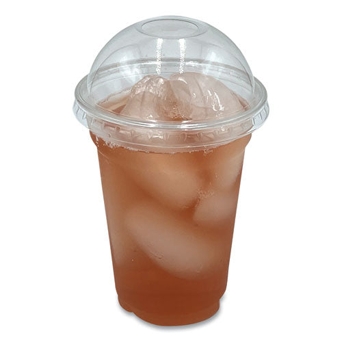 Image of Boardwalk® PET Cold Cup Dome Lids, Fits 9 oz to 10 oz Cold Cups, Plastic, Clear, 100/Pack