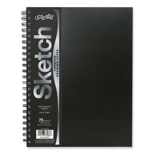 Image of Pacon® UCreate Poly Cover Sketch Book, 43 lb Cover Paper Stock, Black Cover, (75) 12 x 9 Sheets
