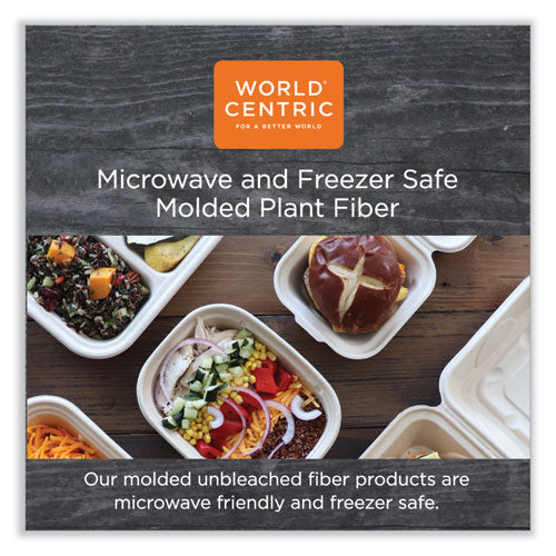 Image of World Centric® Fiber Hinged Containers, 7 x 8.3 x 3.2, Natural, Paper, 300/Carton