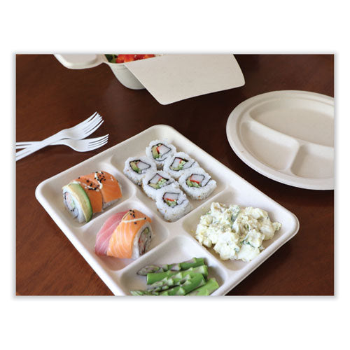 Image of World Centric® Fiber Trays, 5 Compartments, 8.5 x 10.24 x 1.01, Natural, Paper, 400/Carton