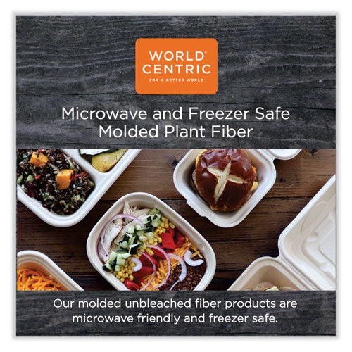 Image of World Centric® Fiber Hinged Containers, Hoagie Box, 9.2 x 6.4 x 3.1, Natural, Paper, 500/Carton