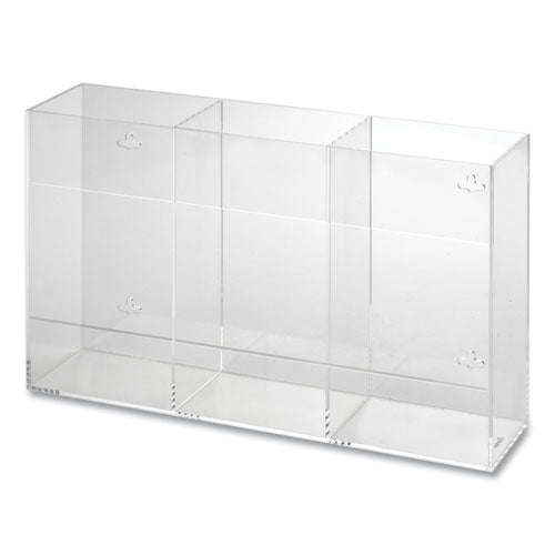 Image of Kantek Triple Glove Dispenser, 10 x 4 x 16, Clear