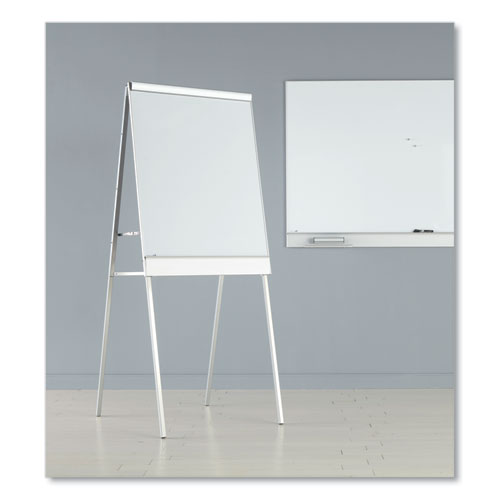 Image of Iceberg Polarity Height Adjustable Dry Erase Flipchart Easel, 30" x 38", White Surface, Silver Metal Frame