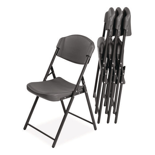 Image of Iceberg Rough n Ready Commercial Folding Chair, Supports Up to 350 lb, 18" Seat Height, Charcoal Seat/Back, Charcoal Base, 4/Pack
