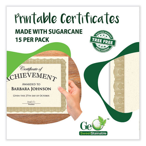 Image of Geographics® Tree Free Award Certificates, 8.5 x 11, Natural with Gold Braided Border, 15/Pack