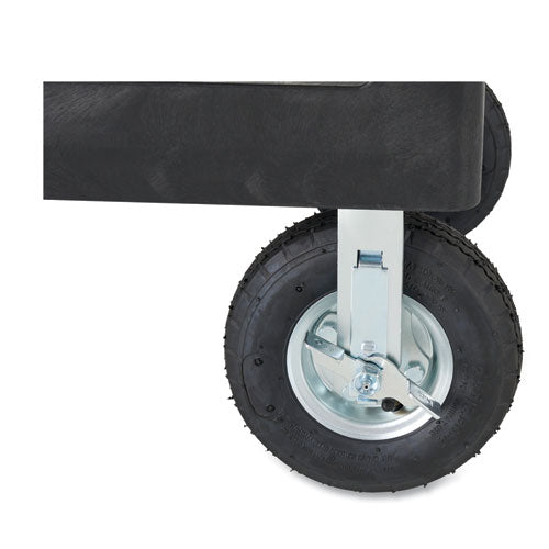 Image of Rubbermaid® Commercial BRUTE Heavy-Duty Utility Cart with Lipped Shelves, Plastic, 2 Shelves, 500 lb Capacity, 17.13" x 38.5" x 38.88", Black