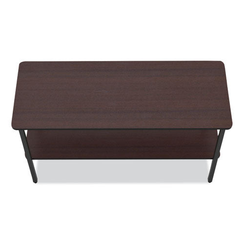 Image of Iceberg OfficeWorks One-Shelf Utility Table, Rectangular, 47.25" x 17.7" x 29.5", Walnut Top, Black Base/Legs