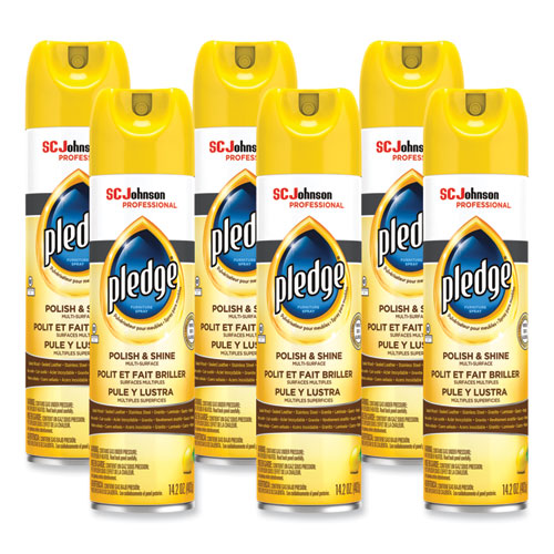 Image of Pledge® Furniture Polish, Lemon, 14.2 Oz Aerosol Spray, 6/carton