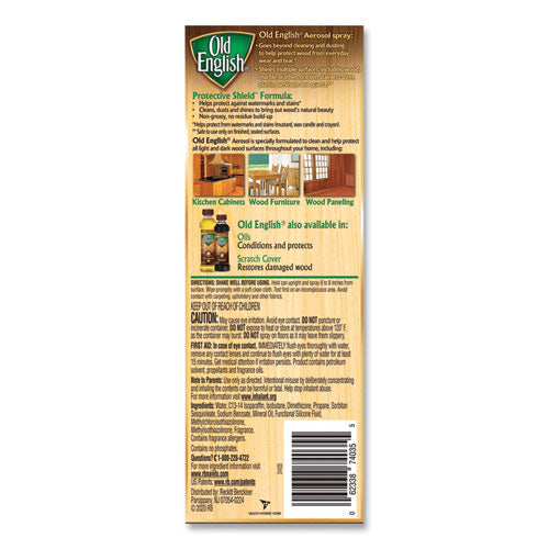 Image of OLD ENGLISH® Furniture Polish, Fresh Lemon Scent, 12.5 Oz Aerosol Spray, 12/carton