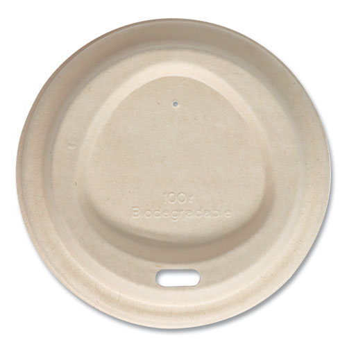 Image of World Centric® Fiber Lids for Cups, Fits 10 oz to 20 oz Hot Cups, Paper, Natural, 1,000/Carton