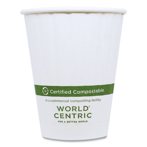 Image of World Centric® Double Wall Paper Hot Cups, 12 oz, White, 1,000/Carton