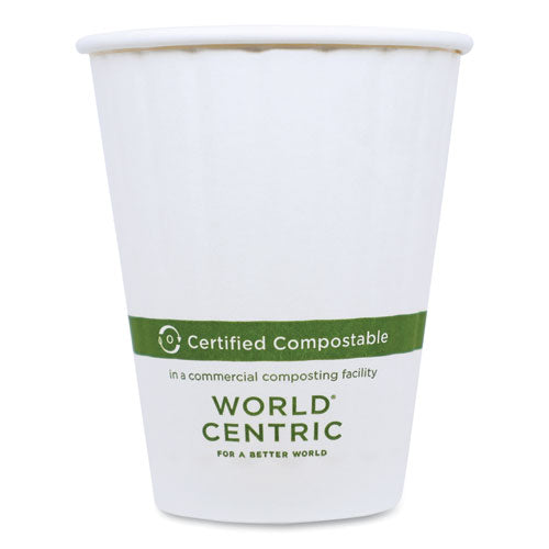 Image of World Centric® Double Wall Paper Hot Cups, 8 oz, White, 1,000/Carton