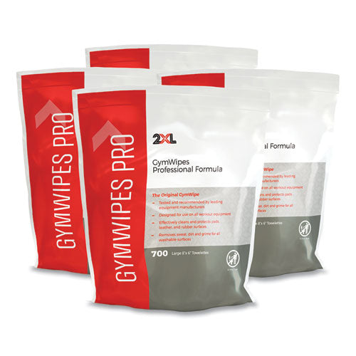 Image of 2XL Gym Wipes Professional, 1-Ply, 6 x 8, Unscented, White, 700/Pack, 4 Packs/Carton