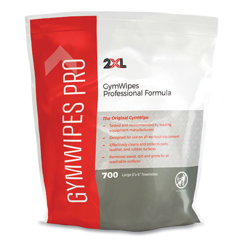 Image of 2XL Gym Wipes Professional, 1-Ply, 6 x 8, Unscented, White, 700/Pack, 4 Packs/Carton