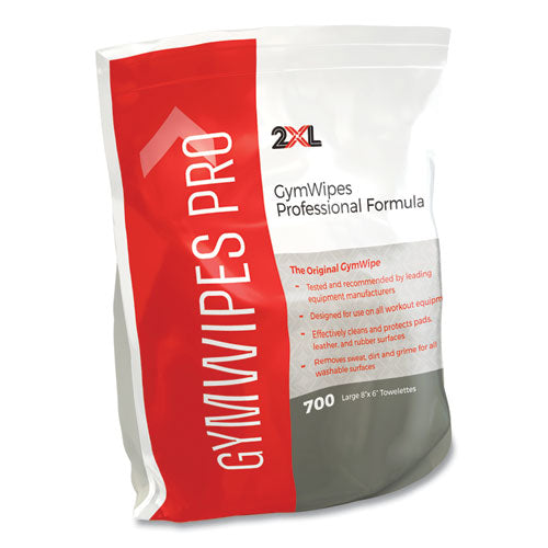 Image of 2XL Gym Wipes Professional, 1-Ply, 6 x 8, Unscented, White, 700/Pack, 4 Packs/Carton