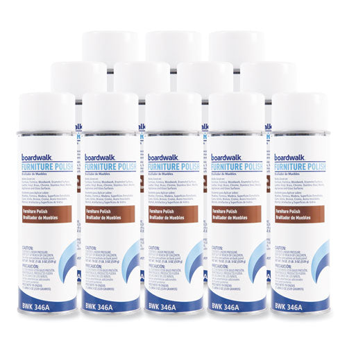 Image of Boardwalk® Furniture Polish, Lemon Scent, 19 oz Aerosol Spray, 12/Carton