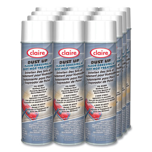 Image of Claire® Dust Up Floor Dressing and Dust Mop Treatment, Lemon Scent, 14 oz Aerosol Spray, Dozen