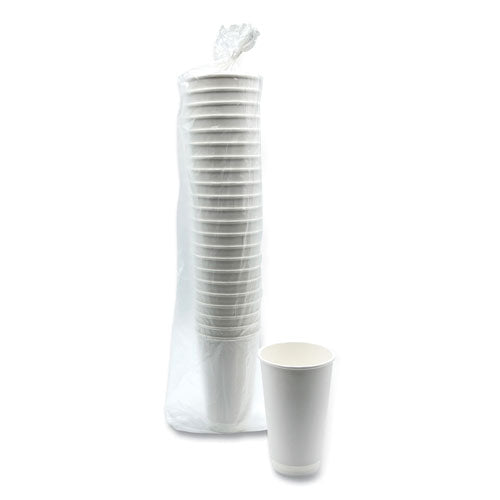 Image of Boardwalk® Paper Hot Cups, Double-Walled, 16 oz, White, 500/Carton