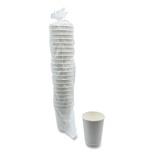 Image of Boardwalk® Paper Hot Cups, Double-Walled, 12 oz, White, 500/Carton