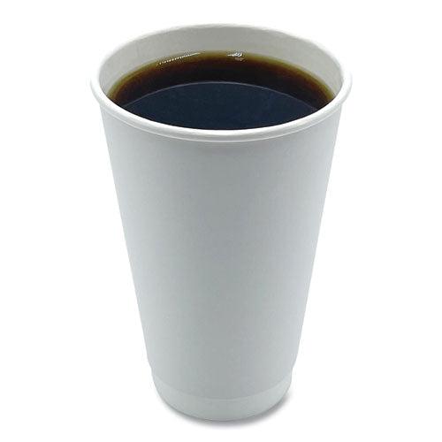 Image of Boardwalk® Paper Hot Cups, Double-Walled, 16 oz, White, 500/Carton