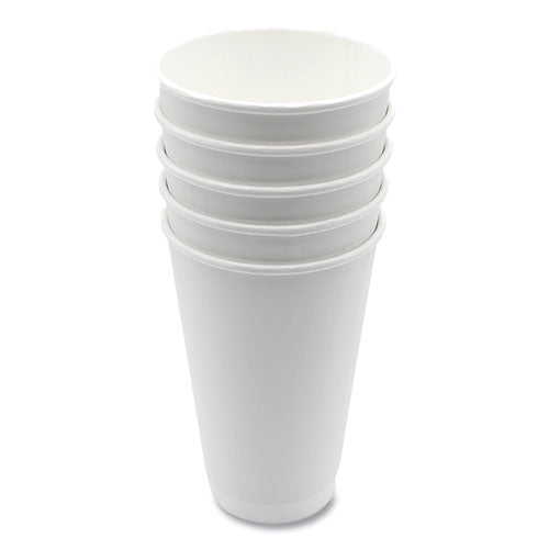 Image of Boardwalk® Paper Hot Cups, Double-Walled, 16 oz, White, 500/Carton