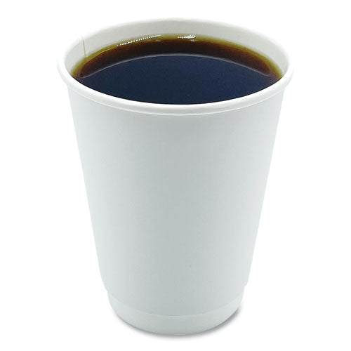 Image of Boardwalk® Paper Hot Cups, Double-Walled, 12 oz, White, 500/Carton
