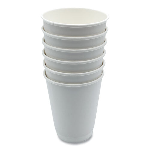 Image of Boardwalk® Paper Hot Cups, Double-Walled, 12 oz, White, 500/Carton