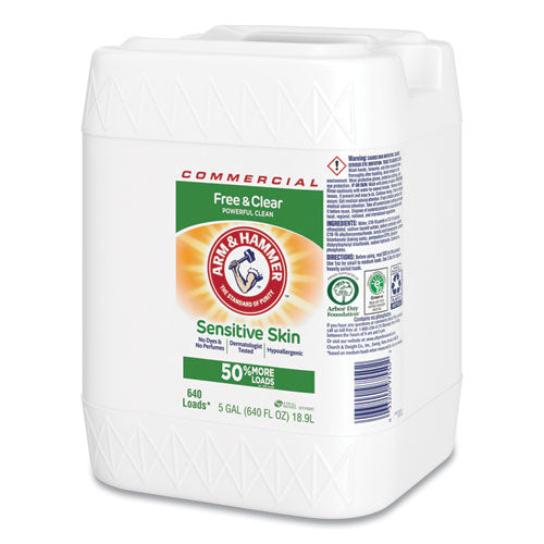 Image of Arm & Hammer HE Compatible Liquid Detergent, Unscented, 640 Loads, Free and Clear Scent, 5 gal Jug