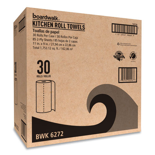 Image of Boardwalk® Kitchen Roll Towel, 2-Ply, 11 X 9, White, 85 Sheets/roll, 30 Rolls/carton