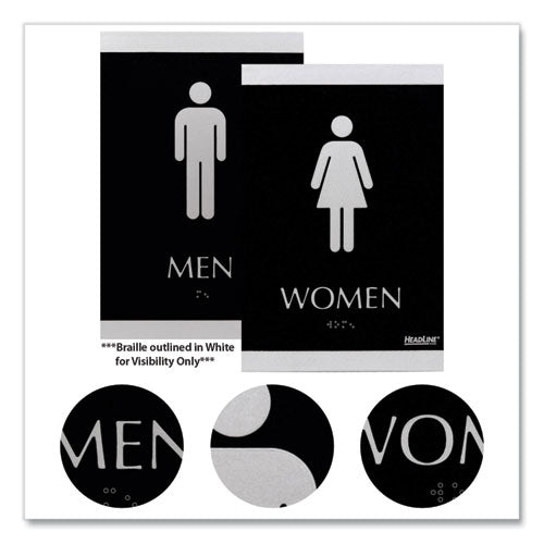 Image of Headline® Sign Century Series Office Sign, Men; Women, 6 x 9, Black/Silver