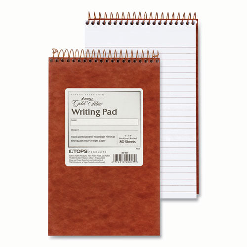 Image of Ampad® Gold Fibre Retro Wirebound Writing Pads, Medium/College Rule, Red Cover, 80 White 5 x 8 Sheets