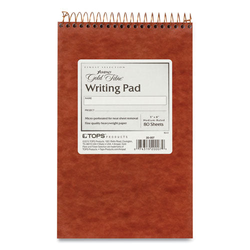 Image of Ampad® Gold Fibre Retro Wirebound Writing Pads, Medium/College Rule, Red Cover, 80 White 5 x 8 Sheets