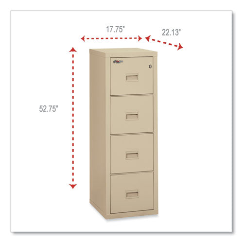 Image of FireKing® Compact Turtle Insulated Vertical File, 1-Hour Fire Protection, 4 Legal/letter File Drawer, Parchment, 17.75 X 22.13 X 52.75