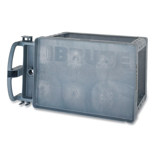 Image of Rubbermaid® Commercial BRUTE Heavy-Duty Ergo Handle Utility Cart, Plastic, 2 Shelves, 750 lb Capacity, 26" x 55" x 33.25", Gray